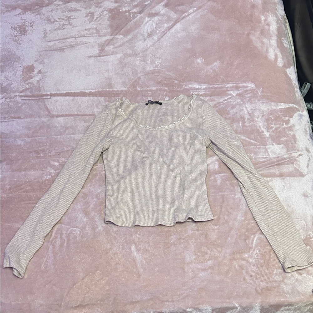 Women's Cream Long Sleeve Top